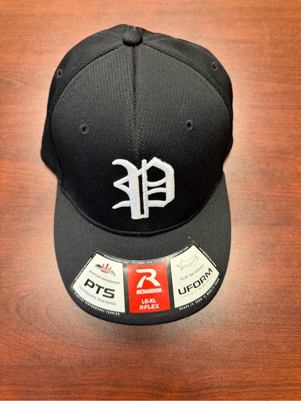 Richardson Black Snapback Hat with White Embroidered Logo